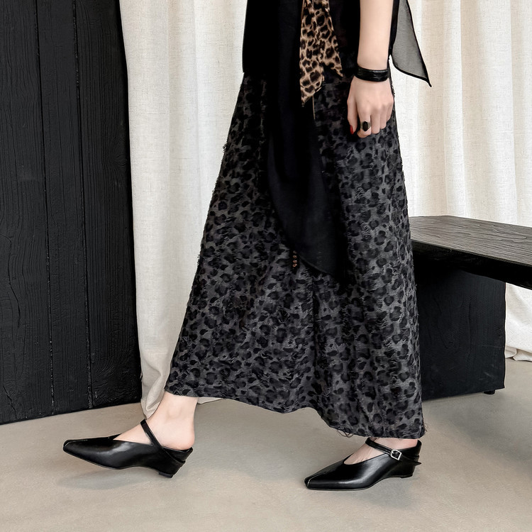 Sandal nữ hở mũi gót nêm cao da bò tăng chiều cao quai ngang — màu đen, màu trắng, màu mơ chi tiết 107