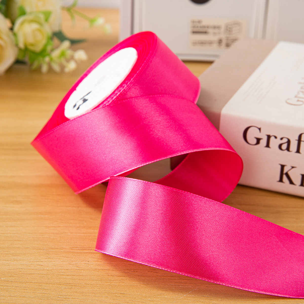 Cinta de 4cm cinta hecha a mano material de flor de rosa de bricolaje cinta de satén material de lazo cinta floral embalaje de regalo