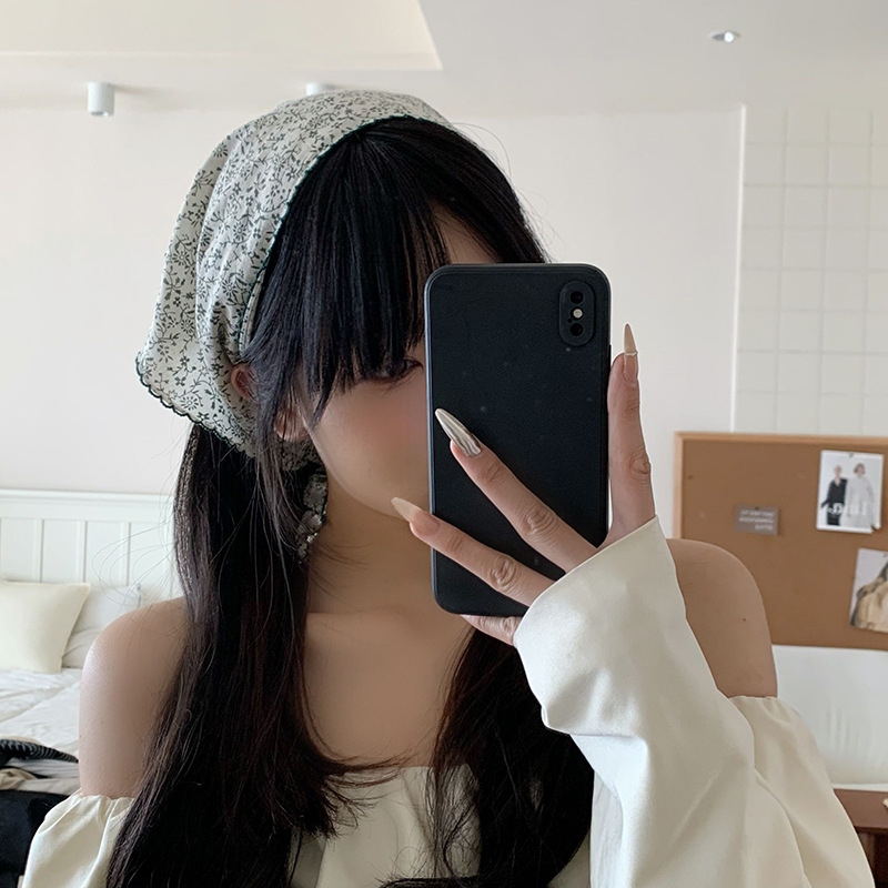 Turbante de verano pastoral primavera y verano nuevo estilo pequeño fresco retró personalidad protector de cuello decoración bufandas correa de cabello toallas triangulares para el cabello