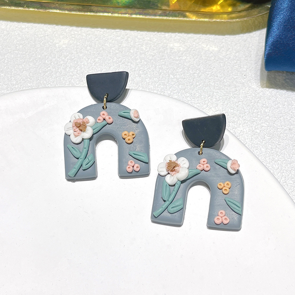20g Weight Drop Earrings Classification 1 Pair Quantity Daily Occasion soft clay Material Water Droplets Pattern Women'S Gender Handmade Design Retro Style 1 Pair Retro Water Droplets Soft Clay Handmade Women's Drop Earrings 14