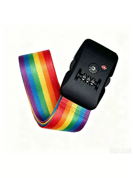 TSA-approved luggage strap with combination lock, rainbow-colored nylon travel suitcase strap, anti-theft luggage securing strap, available in multiple colors