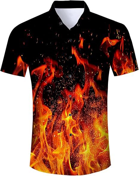 Divertido animal lindo 3D impresión digital hombre calle suelta salvaje manga corta solapa botón camisa hawaiana