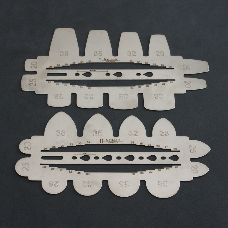 Nattools不锈钢带尾尺T11 皮带辅助定位打孔尺 手工DIY皮带六型号