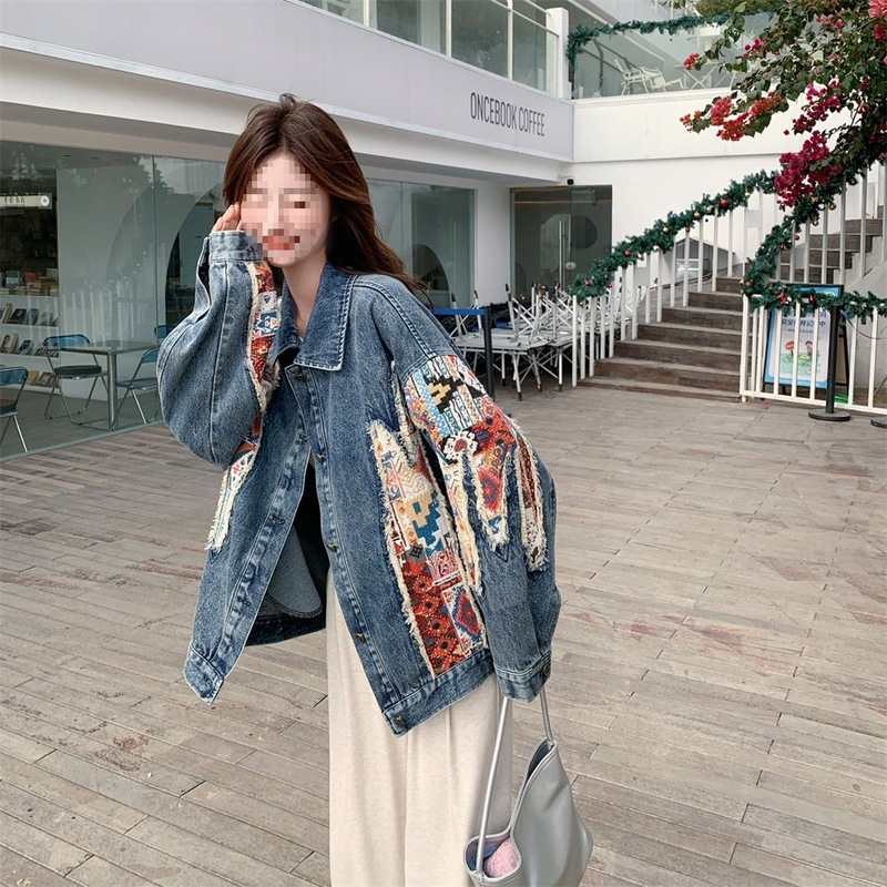 碎花刺绣牛仔外套女春秋2025新款甜酷炸街美式小众夹克上衣流行|undefined