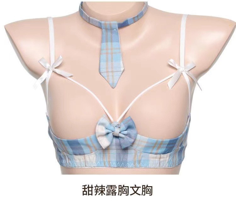 JK Student Uniform Cosplay Set with Pleated Silk-Feel Skirt, Bow Bra and Briefs — detail image 29