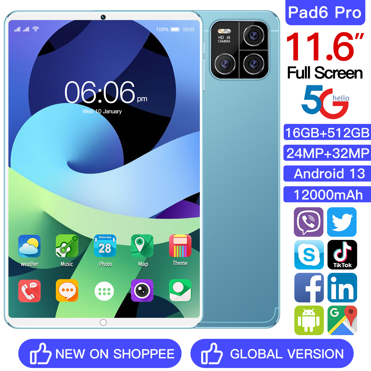 Cross-Border E-Commerce 10.1inch Tablet Computer Factory Wholesale Android 13 Card 4g High-Definition Screen Call Multi-Language