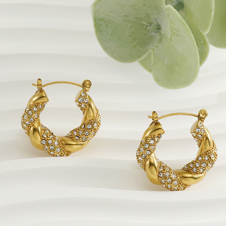304 Stainless Steel Ear Needle Material 18K Gold Plated Plating Material PVD Coated 18K Gold Plated Round 304 Stainless Steel Cute Queen Bridal Waterproof Non Tarnish Earrings