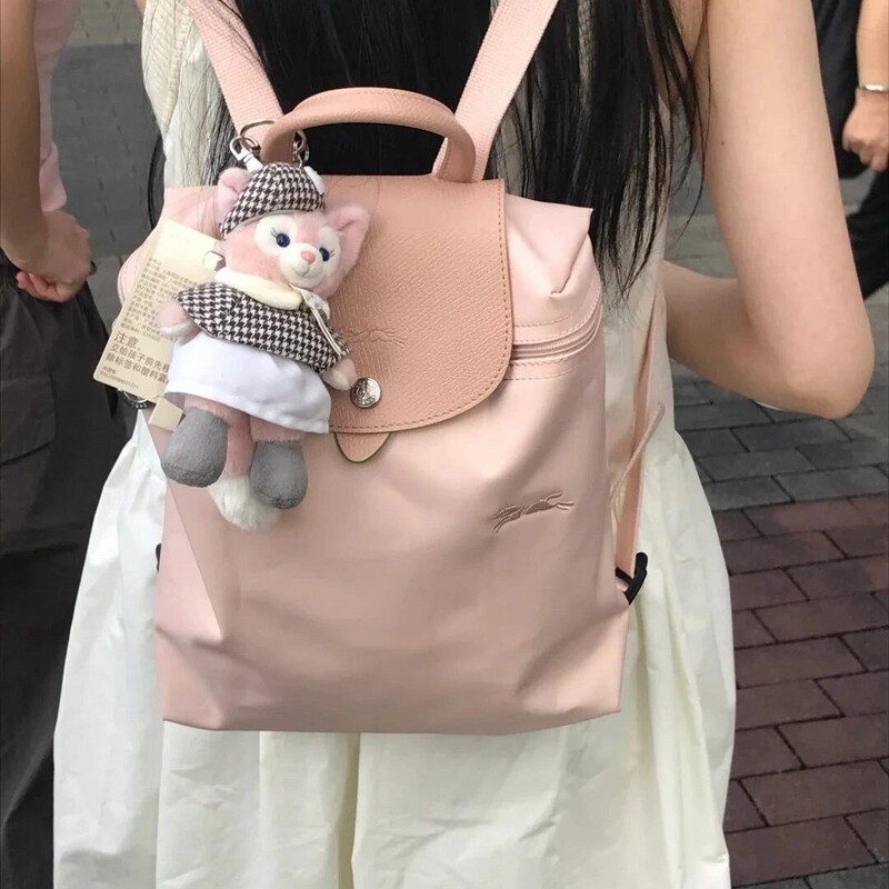 【Upgraded Version】Longchamp 70th Anniversary Commemorative Backpack, Embroidered Mani Nylon Bag, Foldable Travel Bag