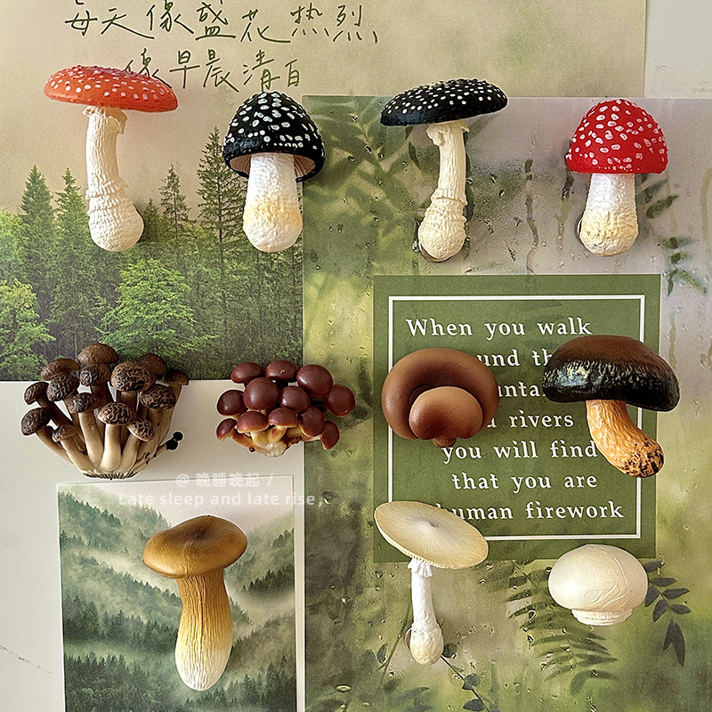 森林里的蘑菇~仿真蘑菇冰箱贴磁吸装饰品3d立体创意个性强力磁吸|undefined