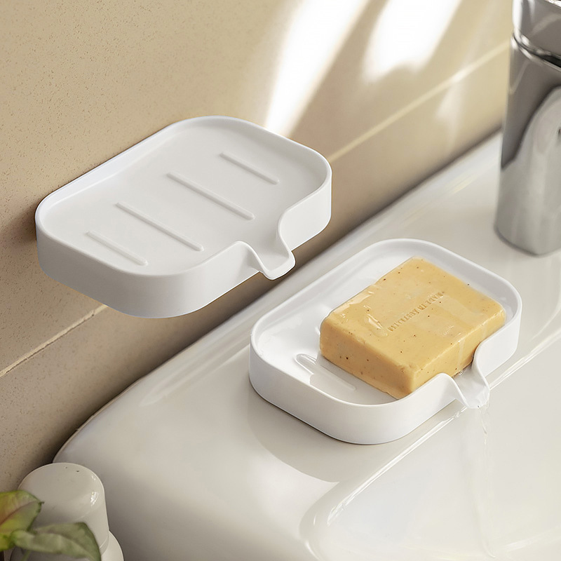 Japanese-style soap dish wall-mounted drain rack without drilling for home bathroom shower water diversion no water accumulation soap dish holder shelf