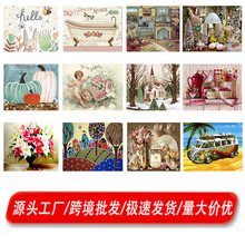 亚马逊热销卡通图案diy厂家十字绣精准印花自己绣diy满绣跨境批发