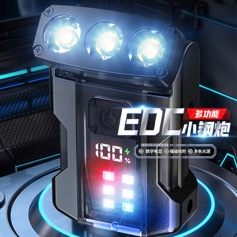 Cross-border nueva lámpara de clip de sombrero multifuncional luz brillante al aire libre cañón de acero multifuente de luz luz mini linterna