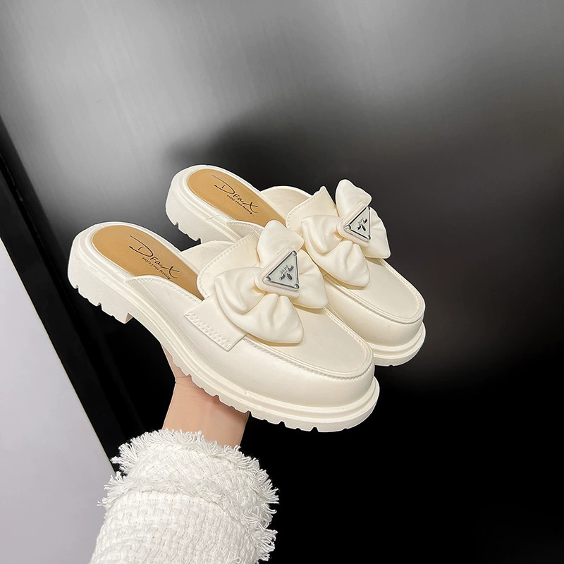 Slippers, footwear platform, fashionable slide from pearl for princess, Korean style