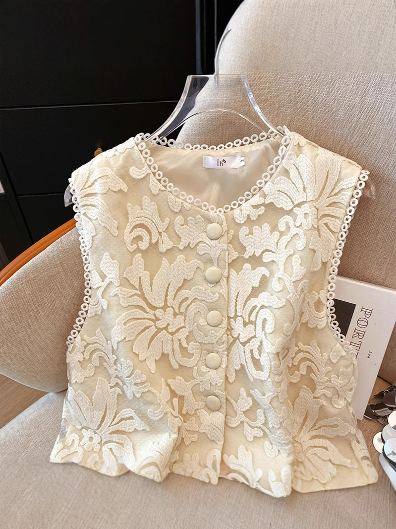 Real shot nueva moda china chaleco bordado simple chaleco mujer verano nuevo temperamento elegante chaleco de todo fósforo