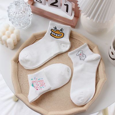 summer New products Pure white Socks Shallow mouth Thin section lovely solar system Cartoon the republic of korea fresh Boat socks