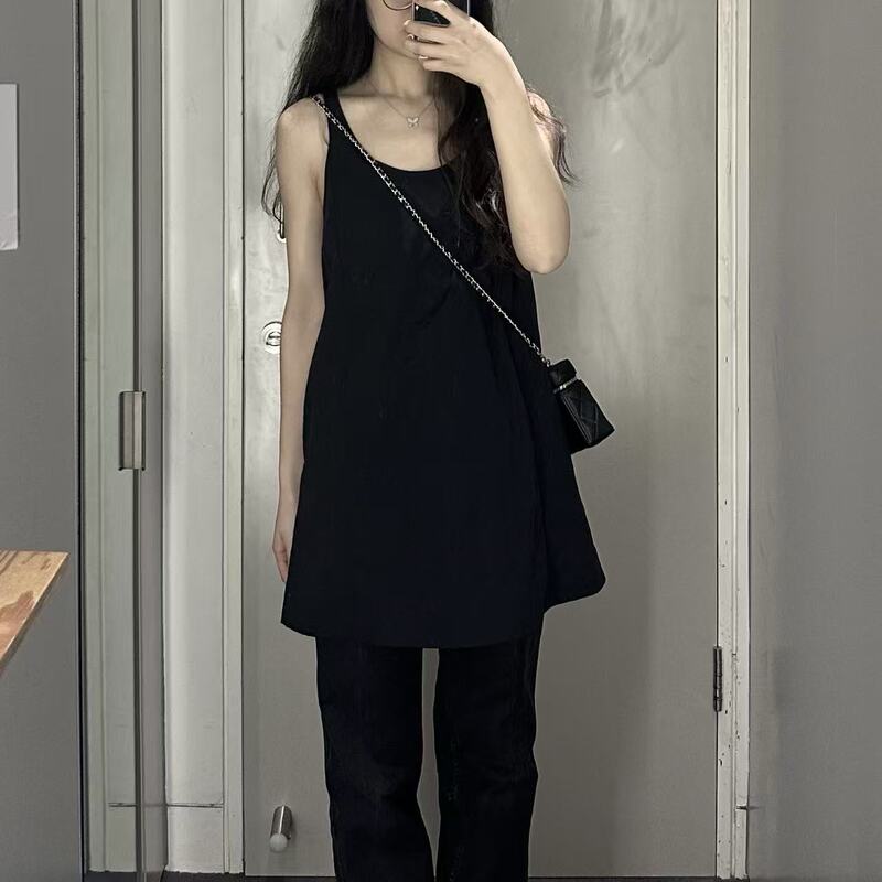 Cs Women's Clothing Standard Fit Patchwork Design Mini Dress Black 2026 Spring New Arrival 1333430001