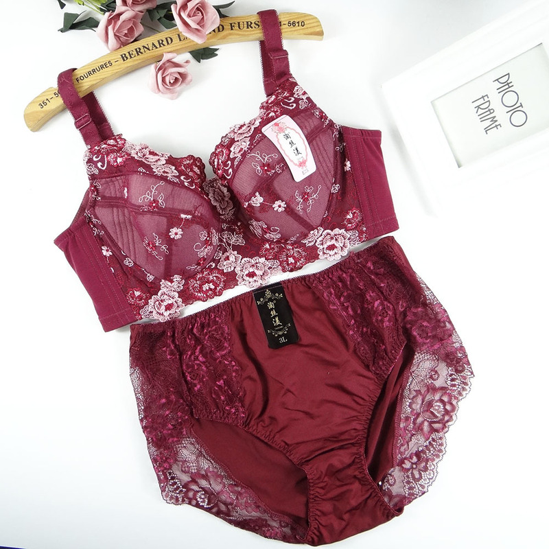 Plus size bra set plus fat plus underwear set fat 250kg plus size bra with steel ring BCDEFGH