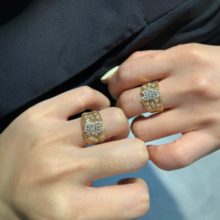 Shuibei Gold Wholesale Batch 18k Hair Natural Diamond Ring Japanese Style Light Luxury Micro Set Ring