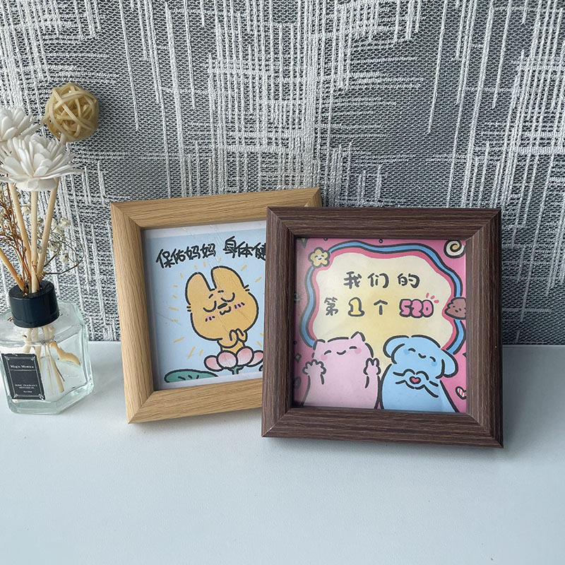 Small fresh oil painting stick small photo frame set table 10*10 square 4 inch picture frame children's painting embroidery works mounted