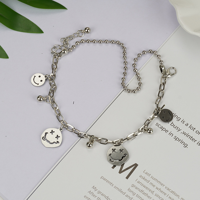 DF European and American Retro Pendant Multi-layer Couple Bracelet Style Round Bead Love Women's Cold Style Design Sense Light Luxury Trend