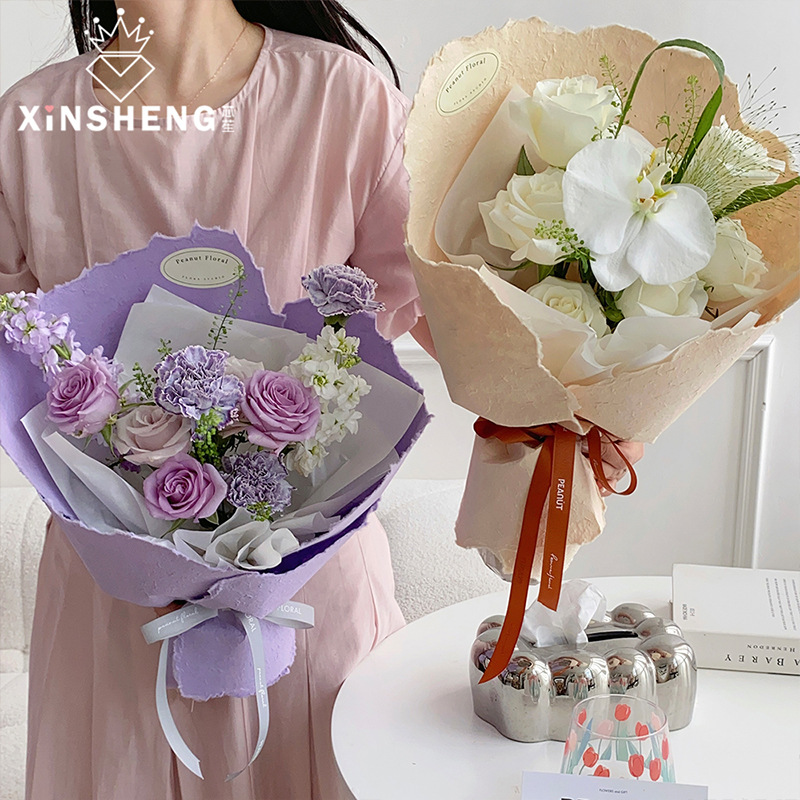 芯苼手撕东巴纸花束鲜花花艺包装纸内衬包花纸感手工diy环保花卉