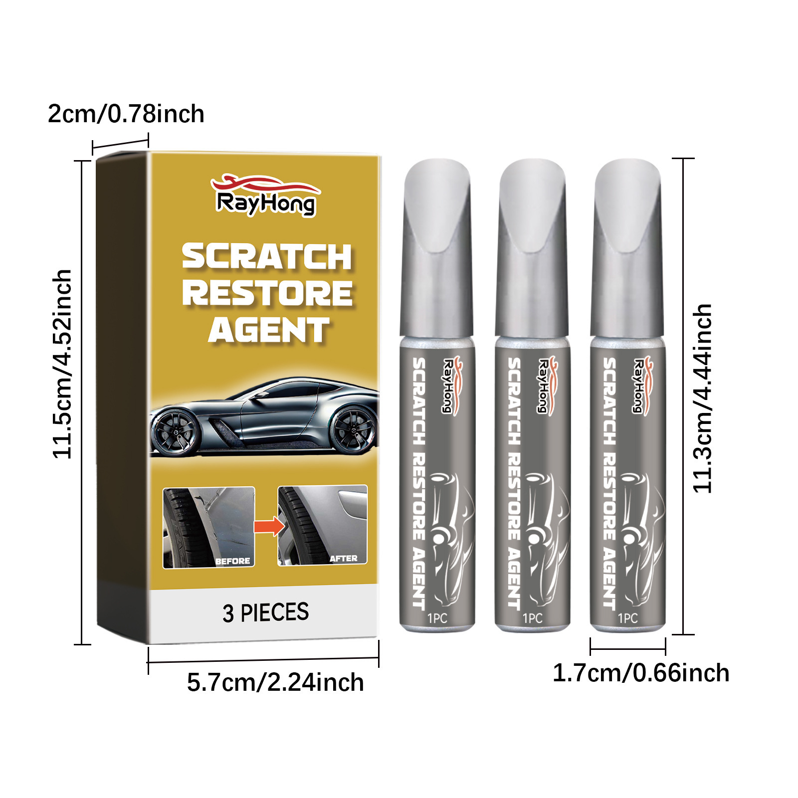 Rayhong Car Scratch Repair Pen Car Scratch Repair Paint Scratch Removal and Repair Touch-Up Pen