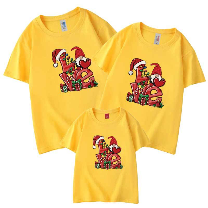 Comercio electrónico transfronterizo Traje de padre-hijo de regalo de Navidad europeo y americano nueva familia de tres camiseta madre-hijo manga corta sombrero de Navidad