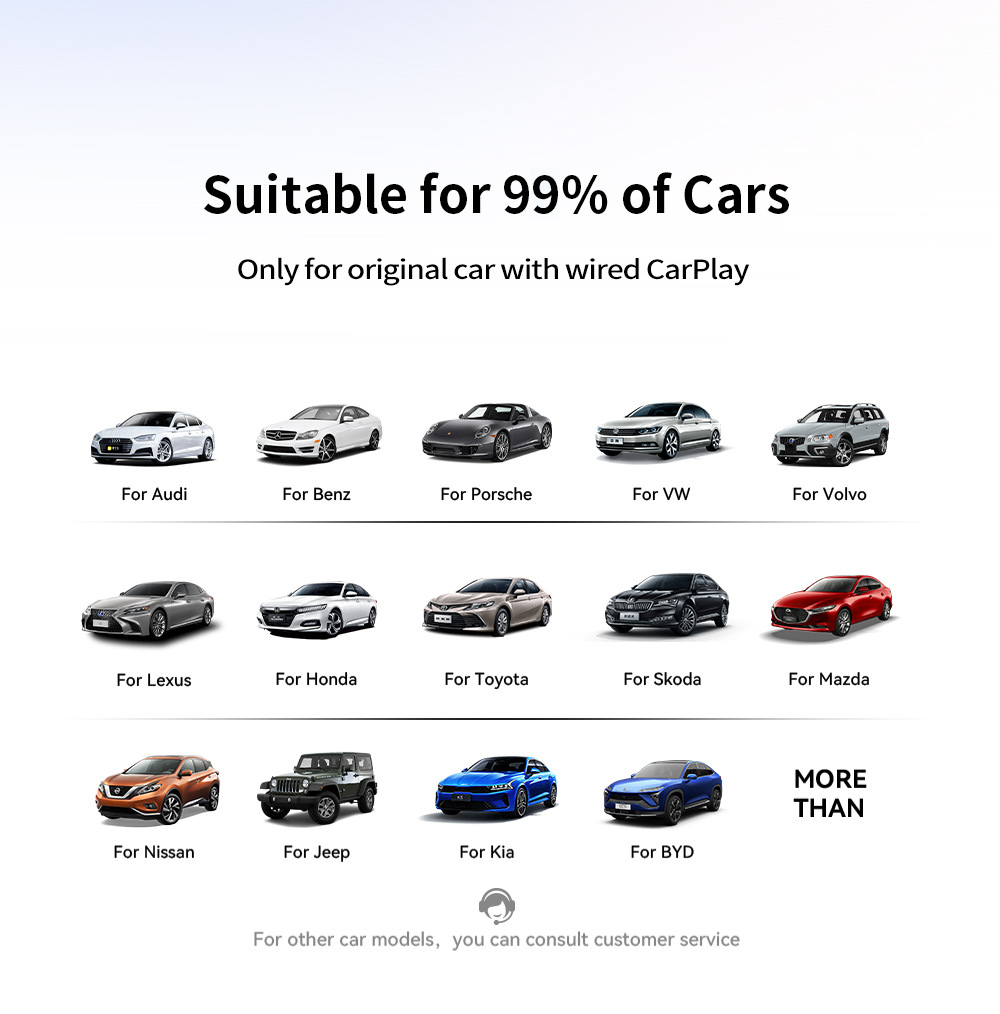 Cross-border hot-selling wired to wireless carplay box upgrade Android smart car interconnection module car