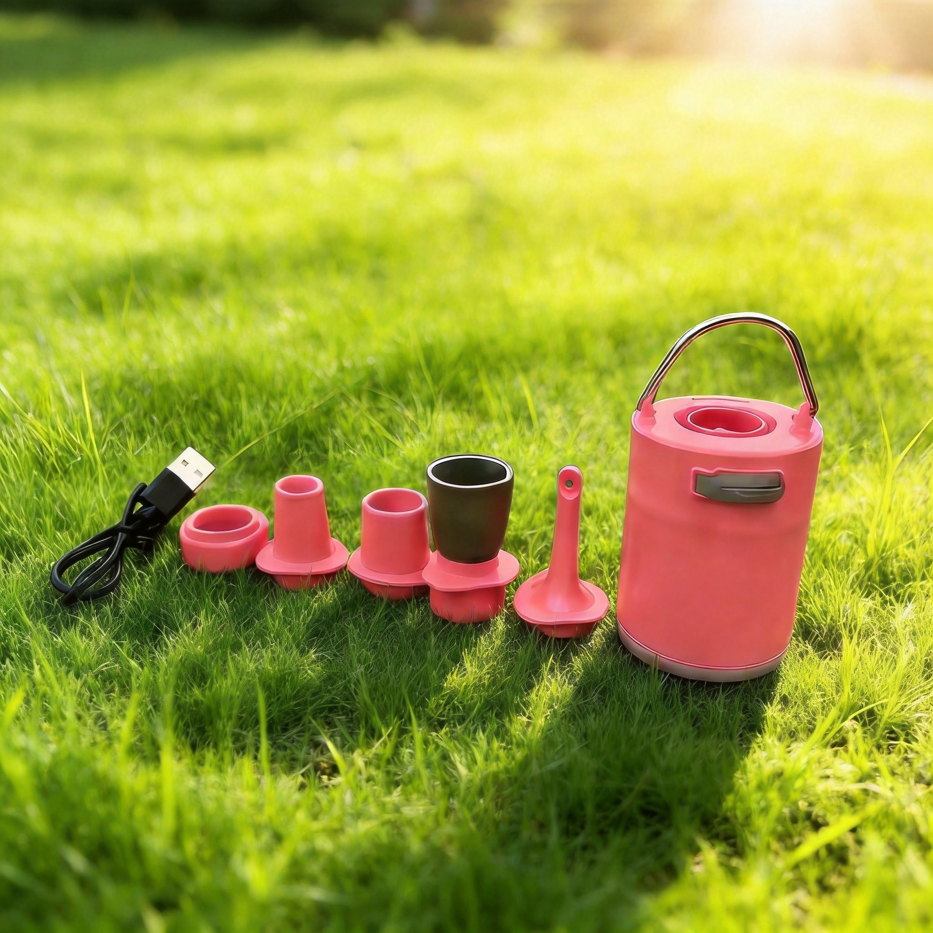 Cross-border orange outdoor mini portable air pump for inflating swimming rings, air mattresses, automatic inflator for camping