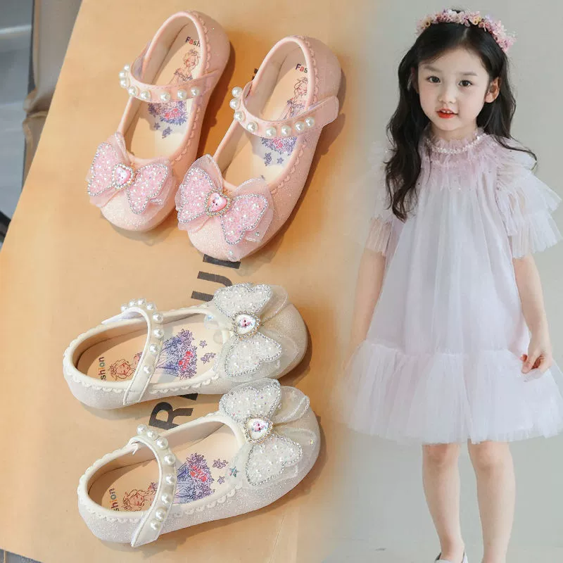 Обувь для девочек Princess 2025, новые летние детские туфли с кристаллами, туфли на мягкой подошве, маленькие кожаные туфли для маленьких девочек, весенне-осенний стиль