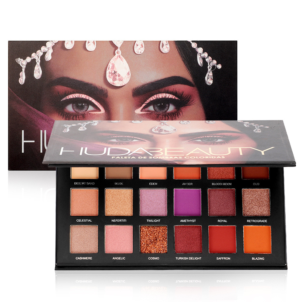 Hudabeauty 18-Color Eyeshadow Palette Pearlescent Matte Glitter Sequin Makeup Palette Stage Makeup