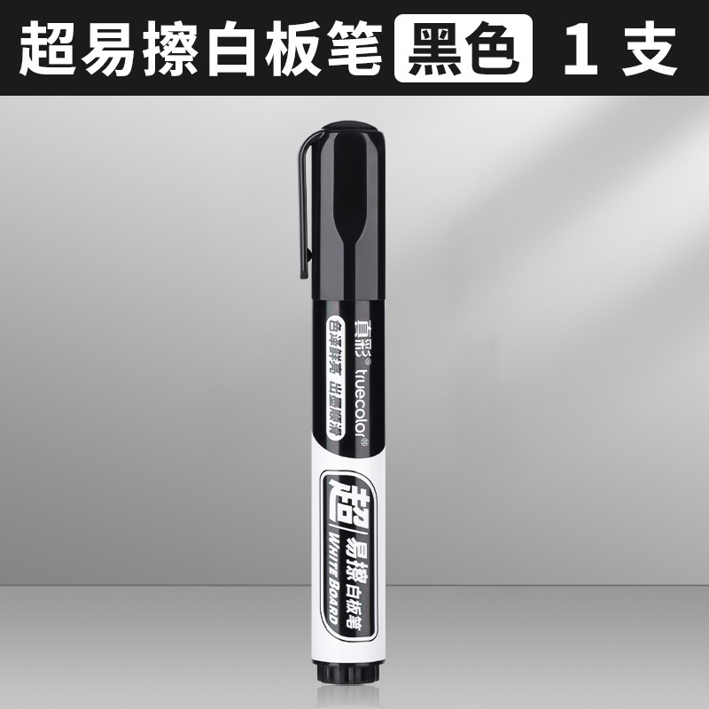 True Color 0996 Pluma de pizarra borrable Pluma de agua de pizarra Pluma de marcado negro a base de agua borrable Cabeza gruesa de tablero de dibujo rojo del maestro
