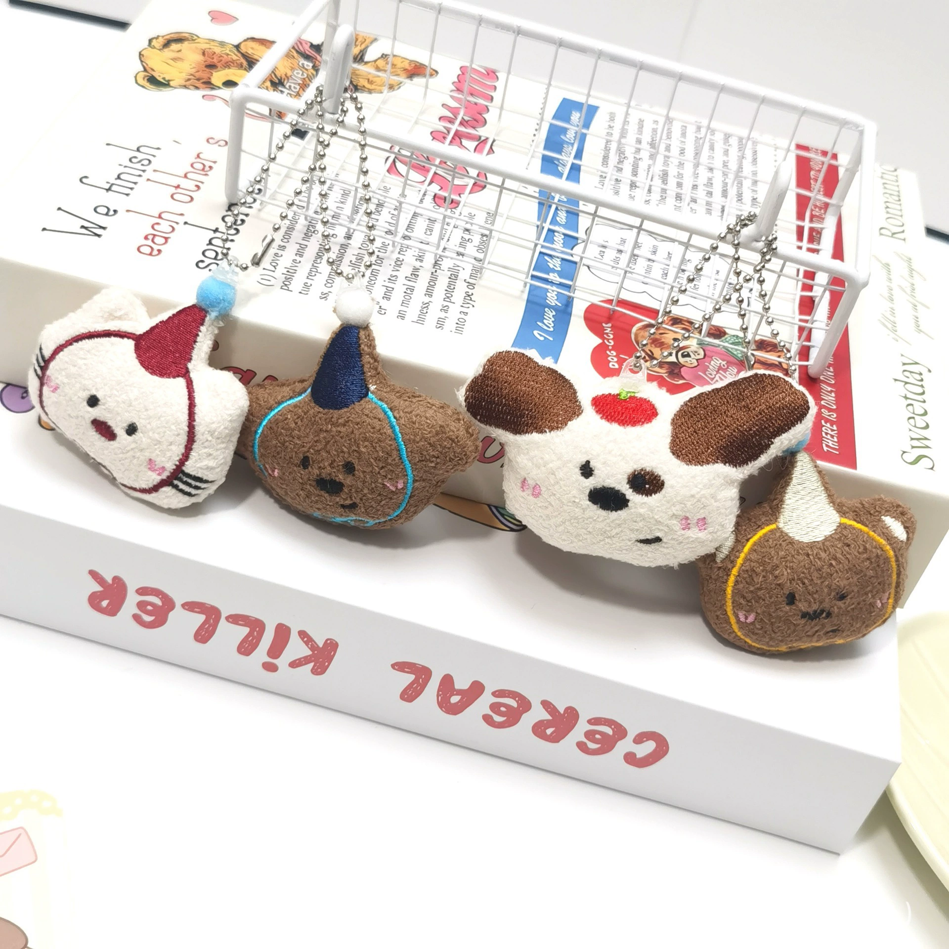 Милый цвет карри маленькие животные плюшевые куклы подвеска детёныш щенки куклы брелок подвеска вишневая собака украшения