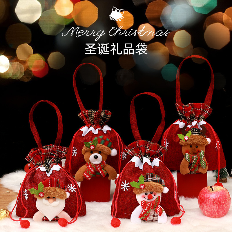 クリスマス装飾ベルベットキャンディー手提げ袋子供幼稚園平安夜クリスマスリンゴプレゼント袋|undefined