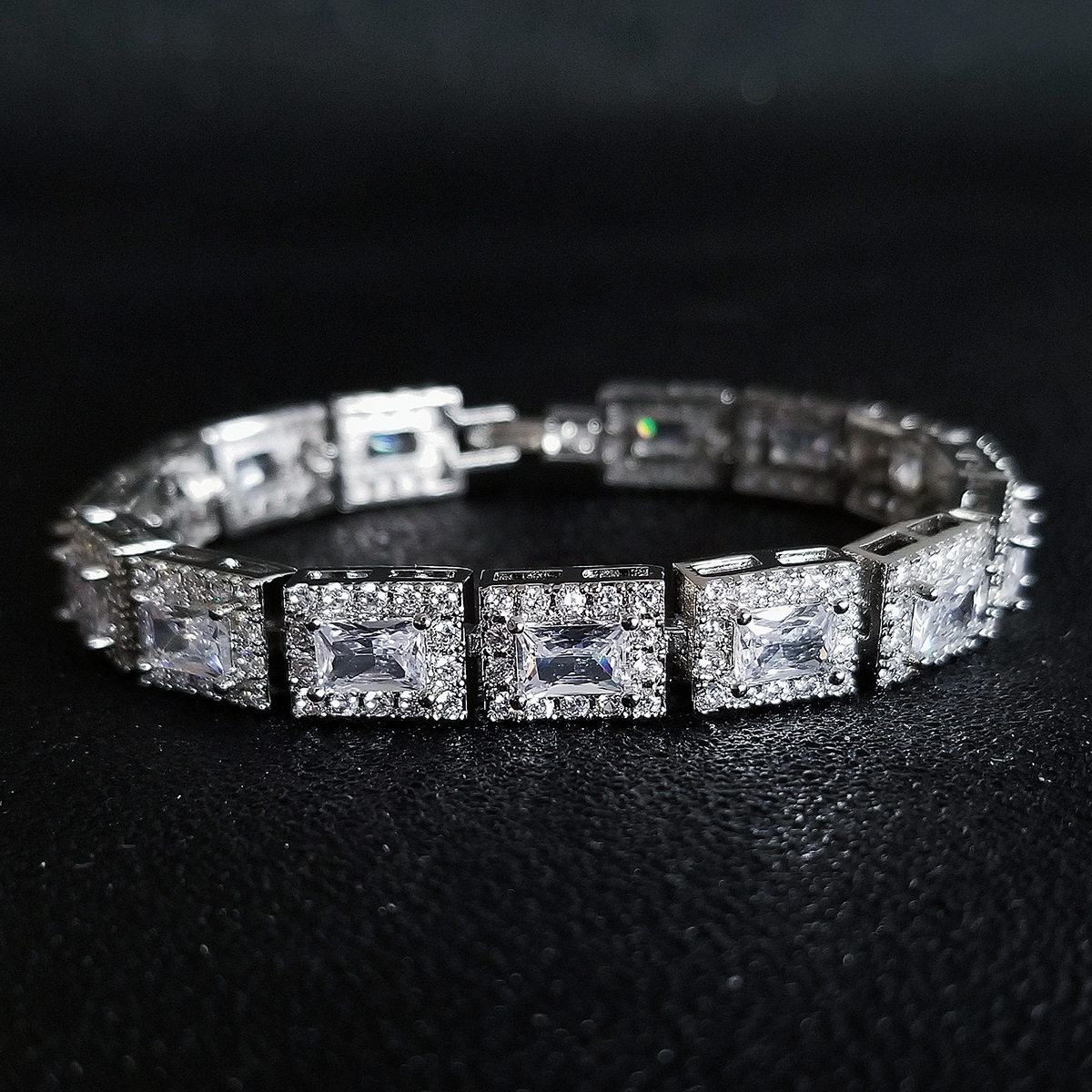 Daisy luxury fashion micro set zircon square multicolor men's and women's bracelet s5779_voghion.com