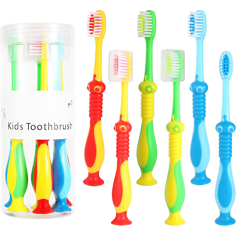 Standable Toothbrushes for Children Aged 3-12, Suitable for Training of Deciduous Teeth and the Teething Period, Pack of 6, Soft Bristles, Specifically for Cleaning Teeth