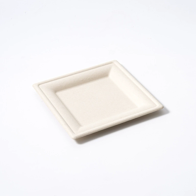 Factory wholesale disposable paper pulp square plate, degradable thickened paper plate, for crafts, picnics, barbecue