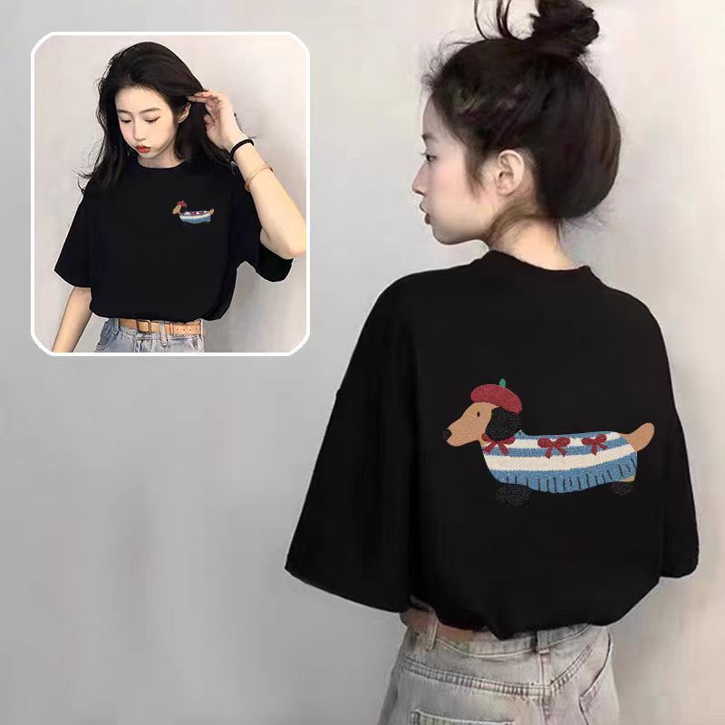 中国風白半袖 Tシャツ女性のための 2025 夏の新しいホットスタイルデザイン大きいサイズの純粋な綿 Tシャツルーズトップ|undefined