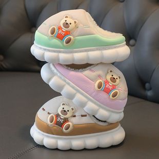 Children's Slippers Winter Home Security Thickened Baby plush Slippers Waterproof Cartoon Cute Boys and Girls Cotton Slippers for Outer Wear