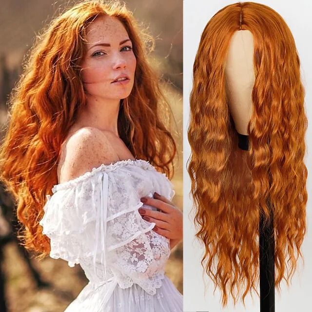 High temperature silk dark brown Corn whisker wig wool roll women's long curly hair big wave wig full head cover Europe and America