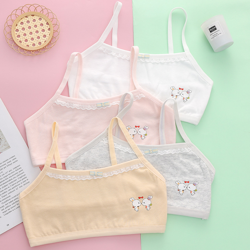 Pure cotton little girl cute bra junior high school students 9-12-16 years old small vest puberty big children's underwear Pure cotton little girl cute bra junior high school students 9-12-16 years old small vest puberty big children's underwear