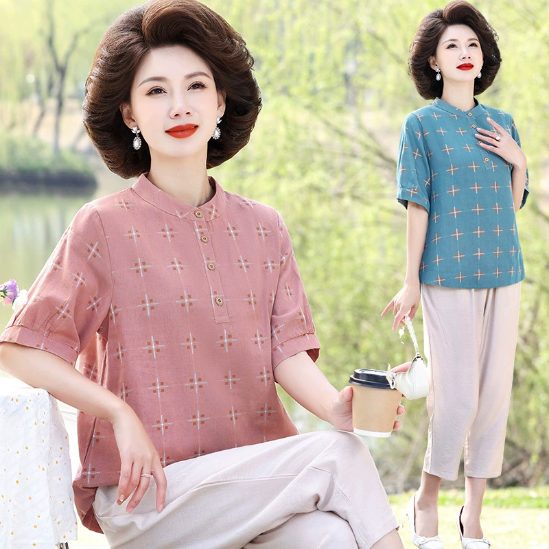 2025 Осенняя мода для мам: вязаный свитер для молодости, новый весенне-осенний стиль для женщин среднего и старшего возраста, топ с круглым вырезом