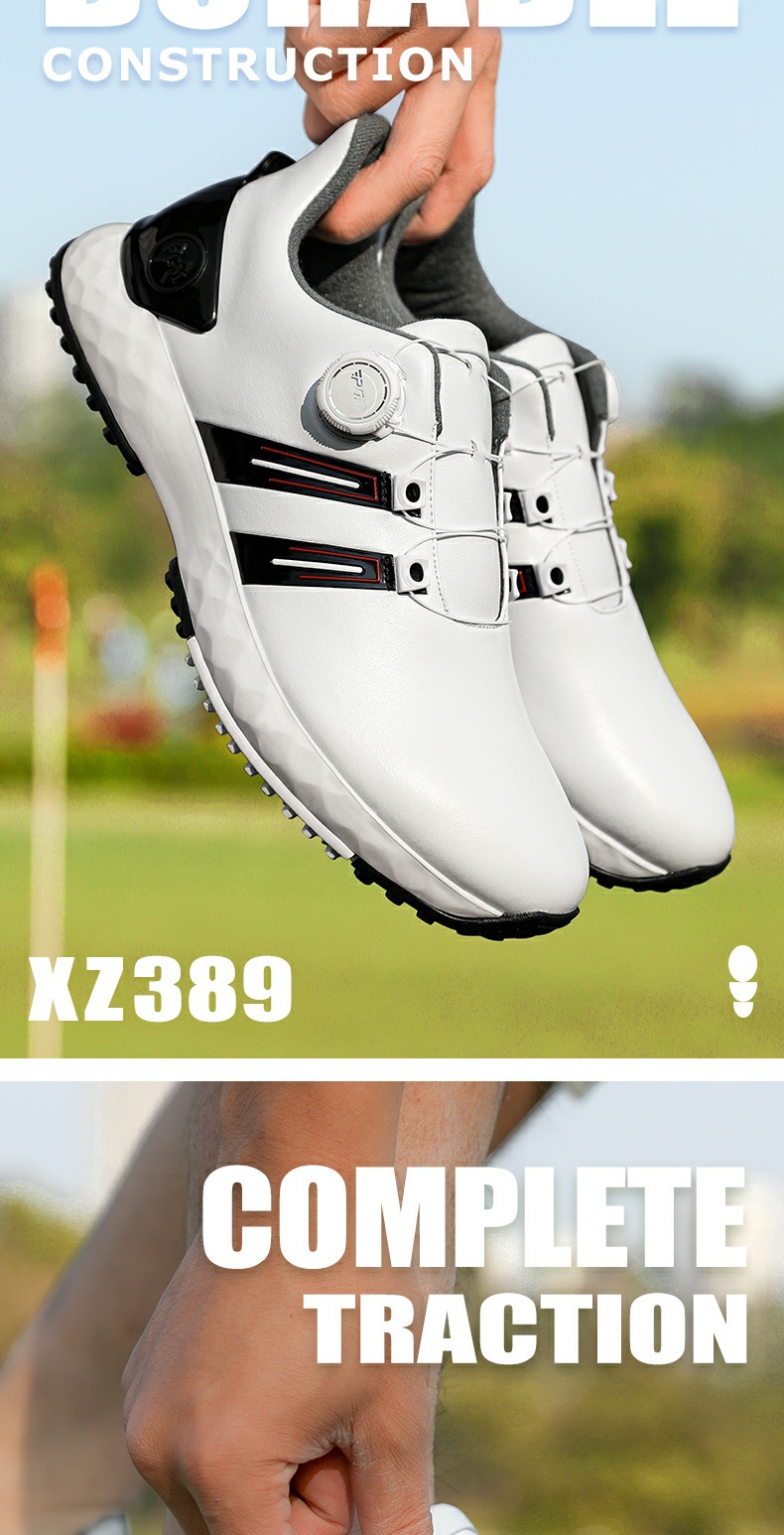 Giày golf nam PGM đế đinh chống trượt, chống thấm nước, tăng chiều cao — XZ389 trắng đen [đế giữa hấp thụ sốc/đinh chống trượt bên/chống thấm nước] chi tiết 7