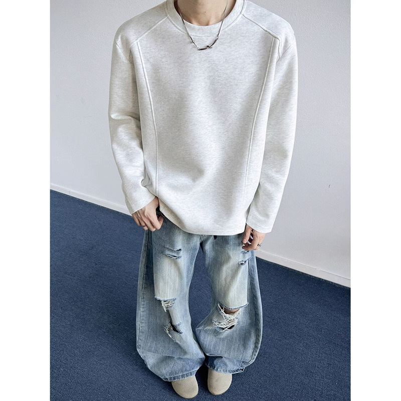 Cleanfit Stereo Tailoring American Sweatshirt Men's Spring New Deconstructed Design Loose Round Neck Top Jacket Cleanfit Stereo Tailoring American Sweatshirt Men's Spring New Deconstructed Design Loose Round Neck Top Jacket