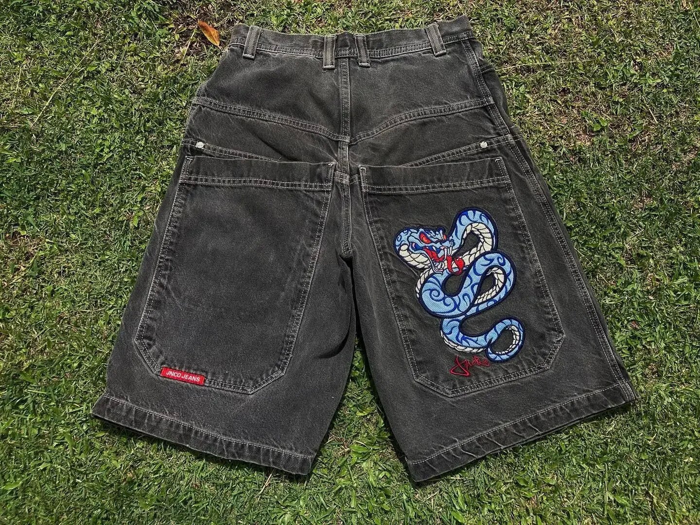 thumbnail for Cross-border E-commerce JNCO Shorts Y2K Hip-hop 2023 Harajuku Gothic Pocket Loose Jeans Shorts Men