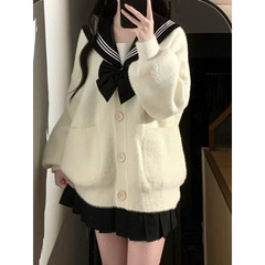 ミンクパイルのカーディガン学院の毛むくじゃら減齢fufu春のゆるい小柄なニットセーターjkコートの女性