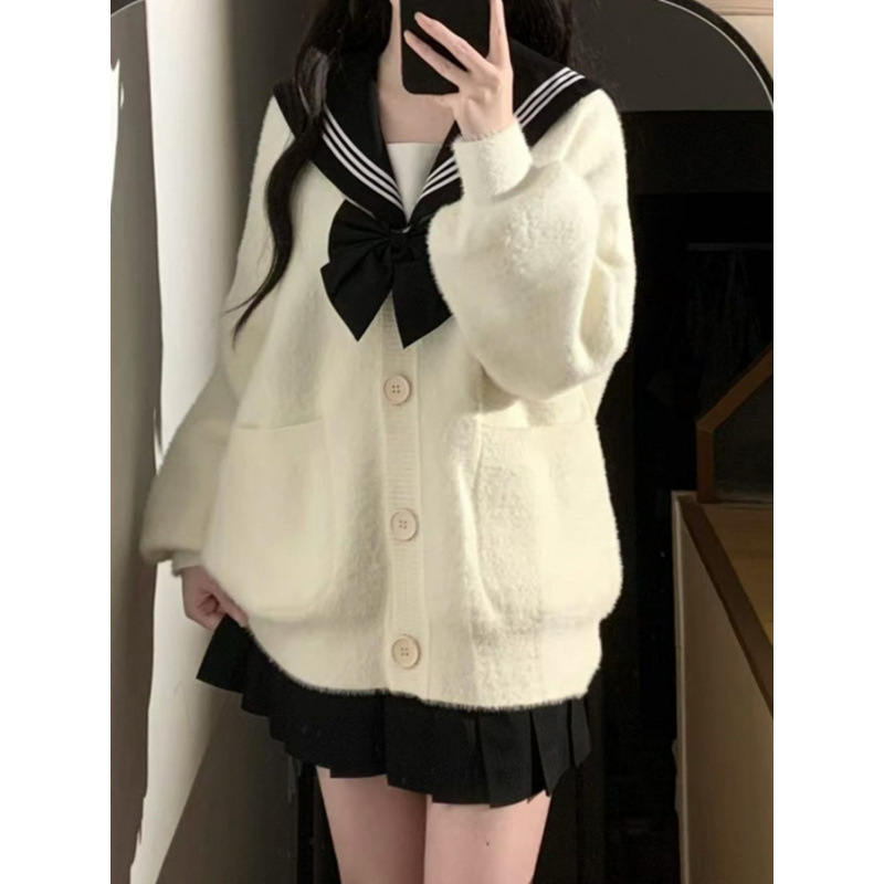 ミンクパイルのカーディガン学院の毛むくじゃら減齢fufu春のゆるい小柄なニットセーターjkコートの女性|undefined