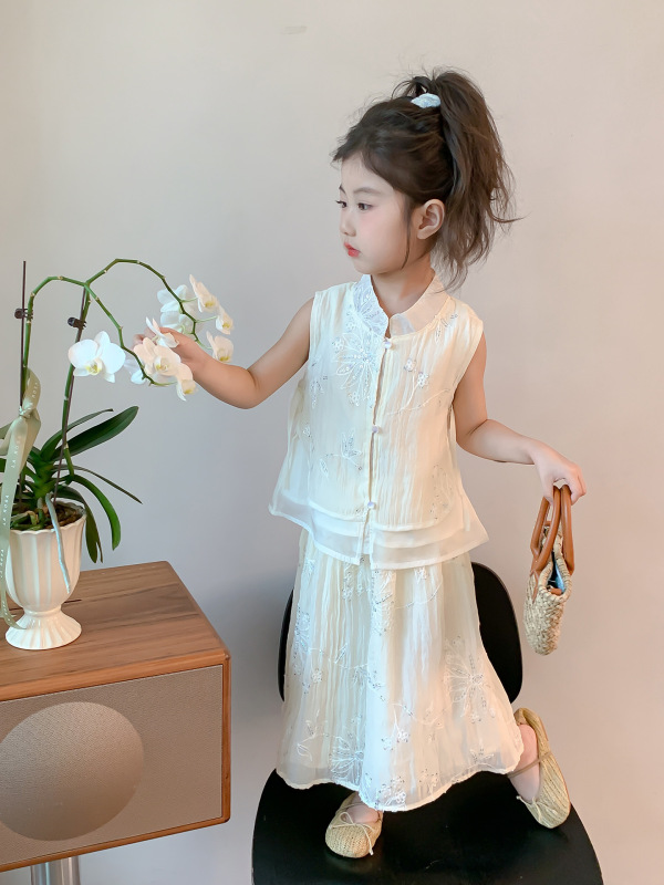 女の子セット夏2025新型洋気赤ちゃん新中国式漢服子供夏服国風女の子2点セット|undefined