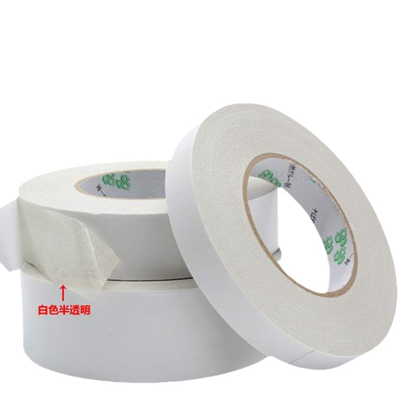 White Cotton Paper Double-Sided Tape, High Viscosity, Student Craft Stationery, Office Use, Tearable by Hand, Transparent Hot Melt Double-Sided Tape