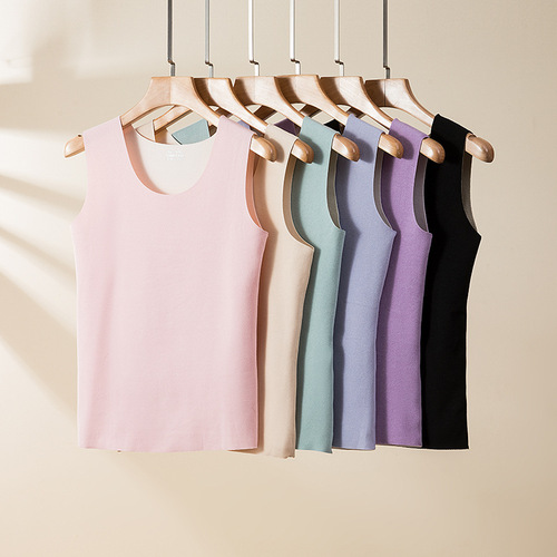 Double Color Double-Faced Fleece Seamless Men's and Women's Warm Vest with Contour Cutting, Plus Velvety Lining Underwear Manufacturer Wholesale